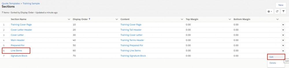Salesforce CPQ Training Sample Sections On Quote Template